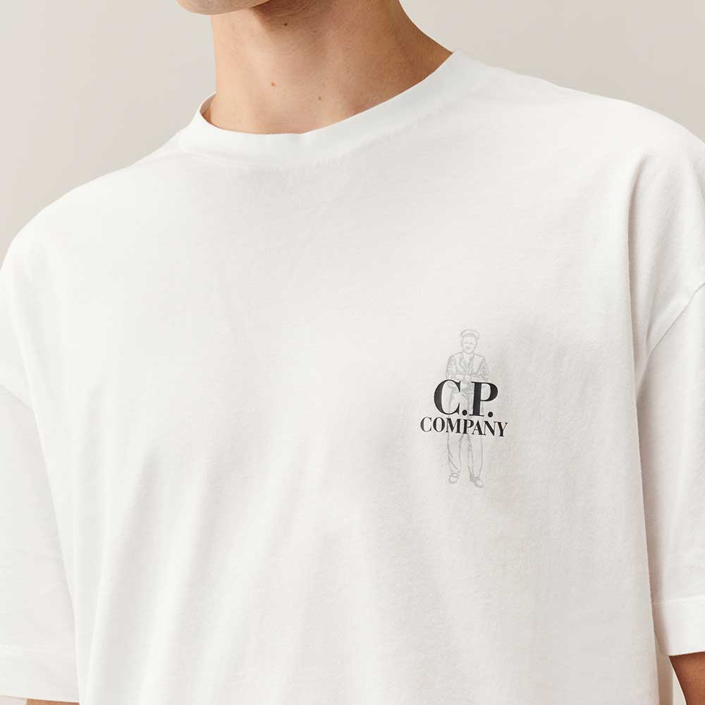 Camiseta C.P. Company 30/1 Jersey Short Sleeve Comfort Logo Blanco