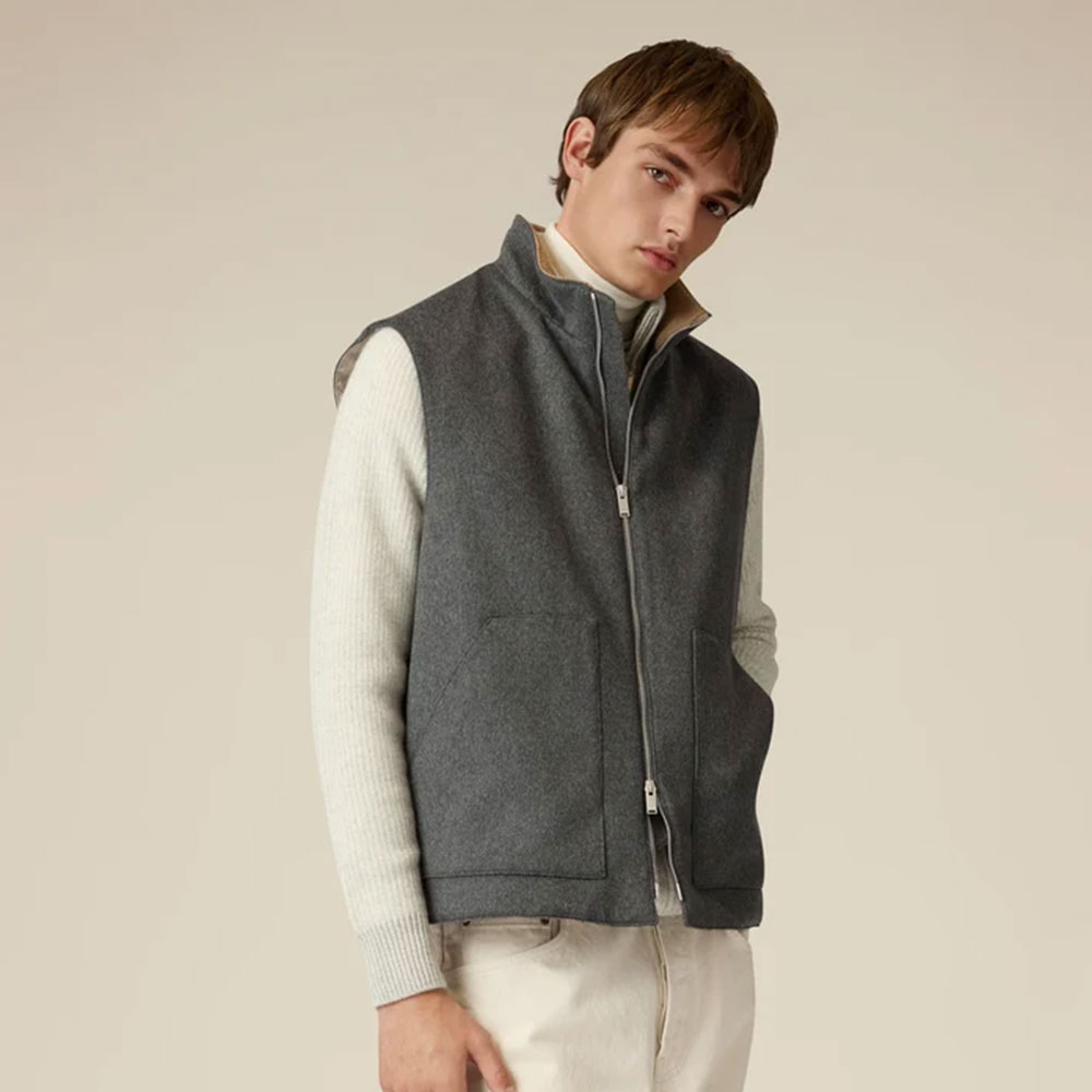 Lardini quilted vest in wool and cashmere grey ACSPIKE-ACSP67642-940