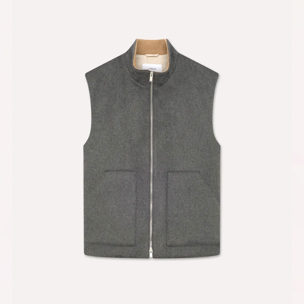 Lardini quilted vest in gray wool and cashmere