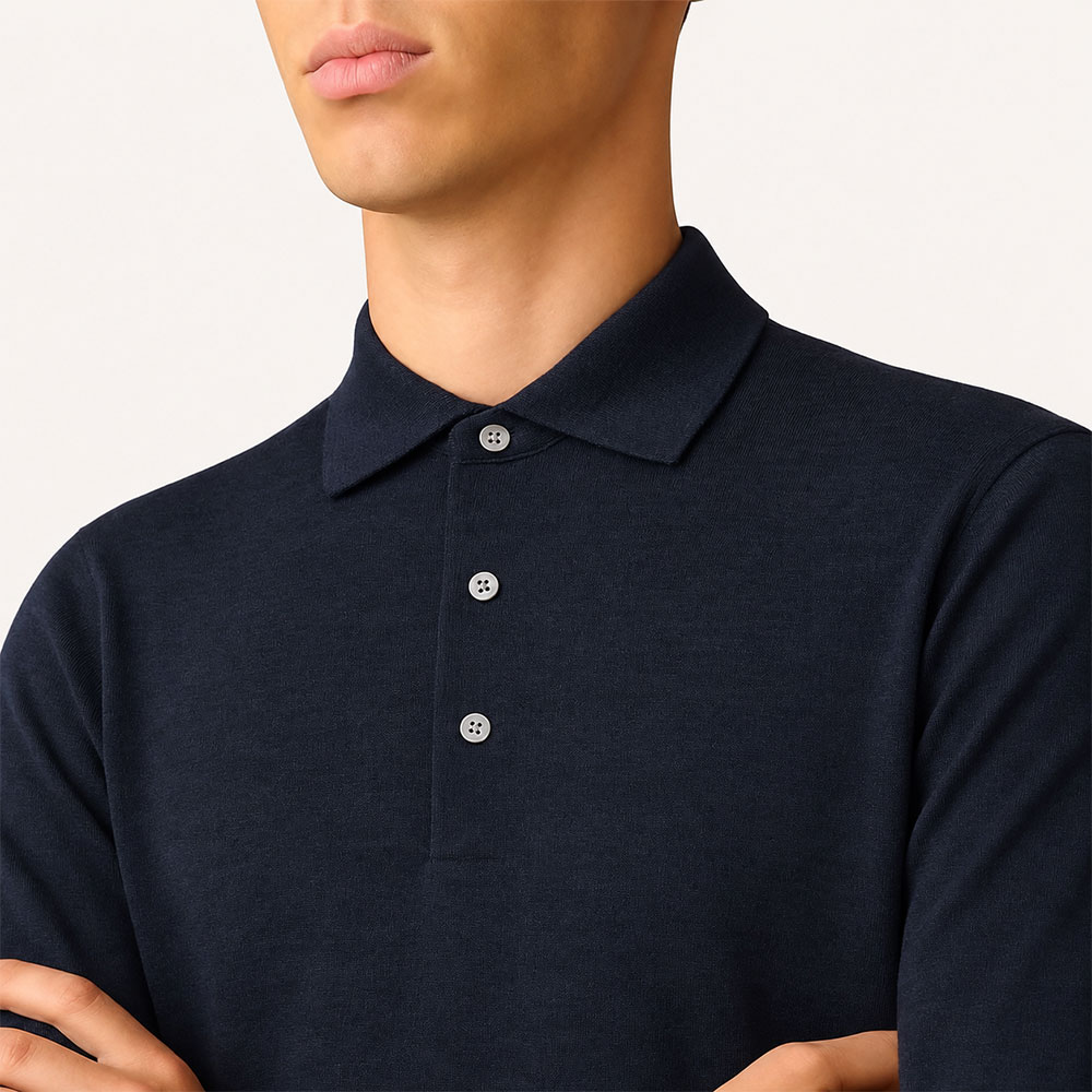 polo de hombre azul CNLPML61 en 100% Lana Virgen Lardini