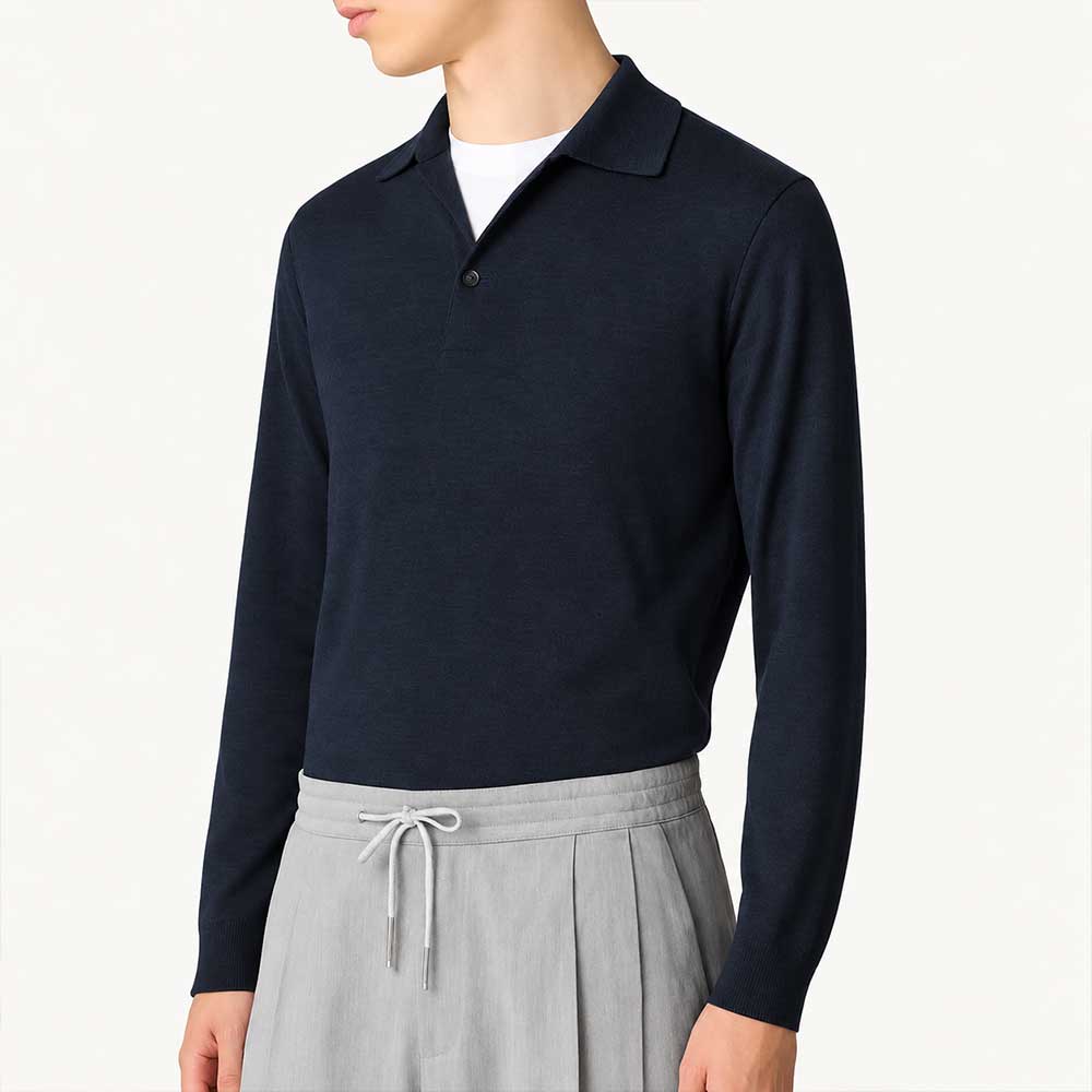 polo de hombre azul CNLPML61 en 100% Lana Virgen Lardini