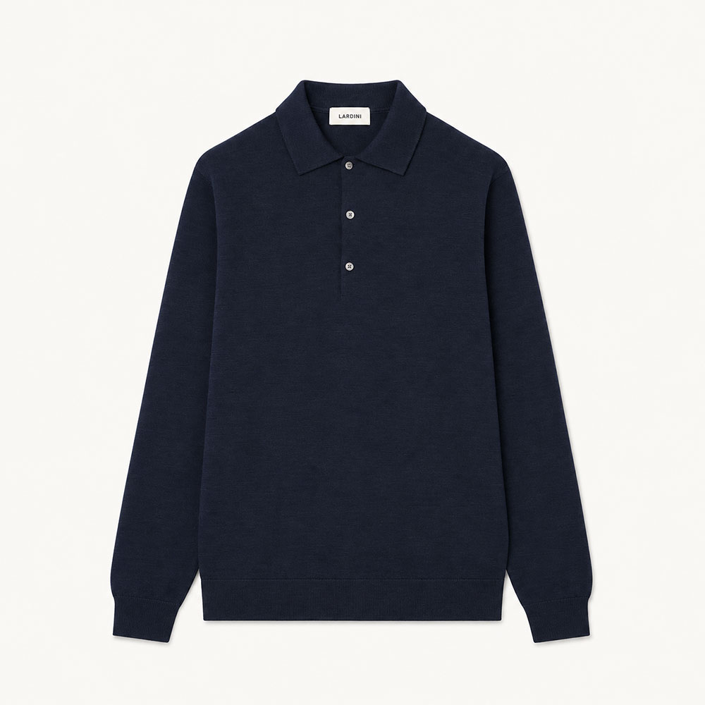 polo de hombre azul CNLPML61 en 100% Lana Virgen Lardini