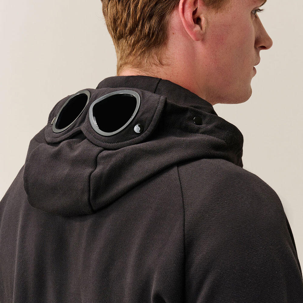 Sudadera C.P. Company Diagonal Raised Fleece Goggle Zip Negra