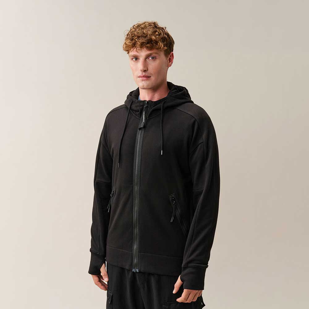 Sudadera C.P. Company Diagonal Raised Fleece Goggle Zip Negra