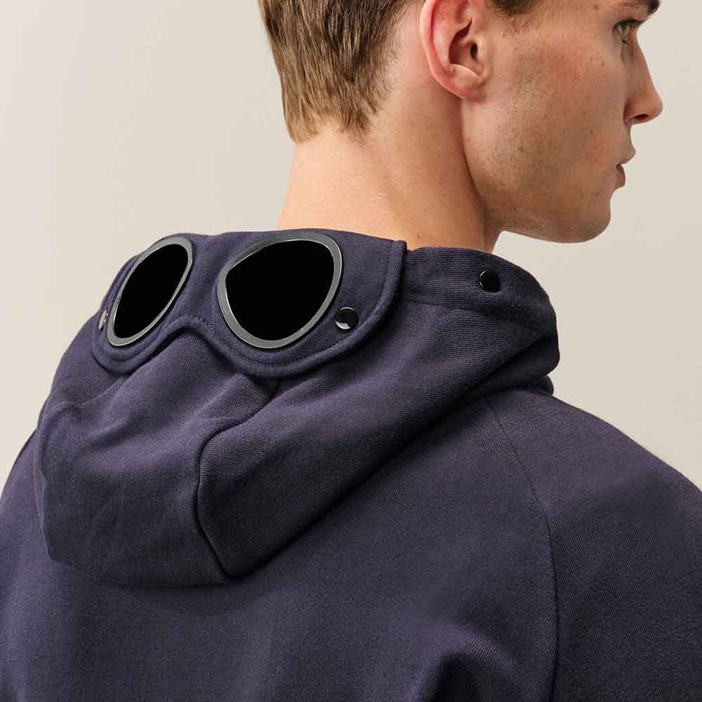 Sudadera C.P. Company Diagonal Raised Fleece Goggle Zip Total Eclipse