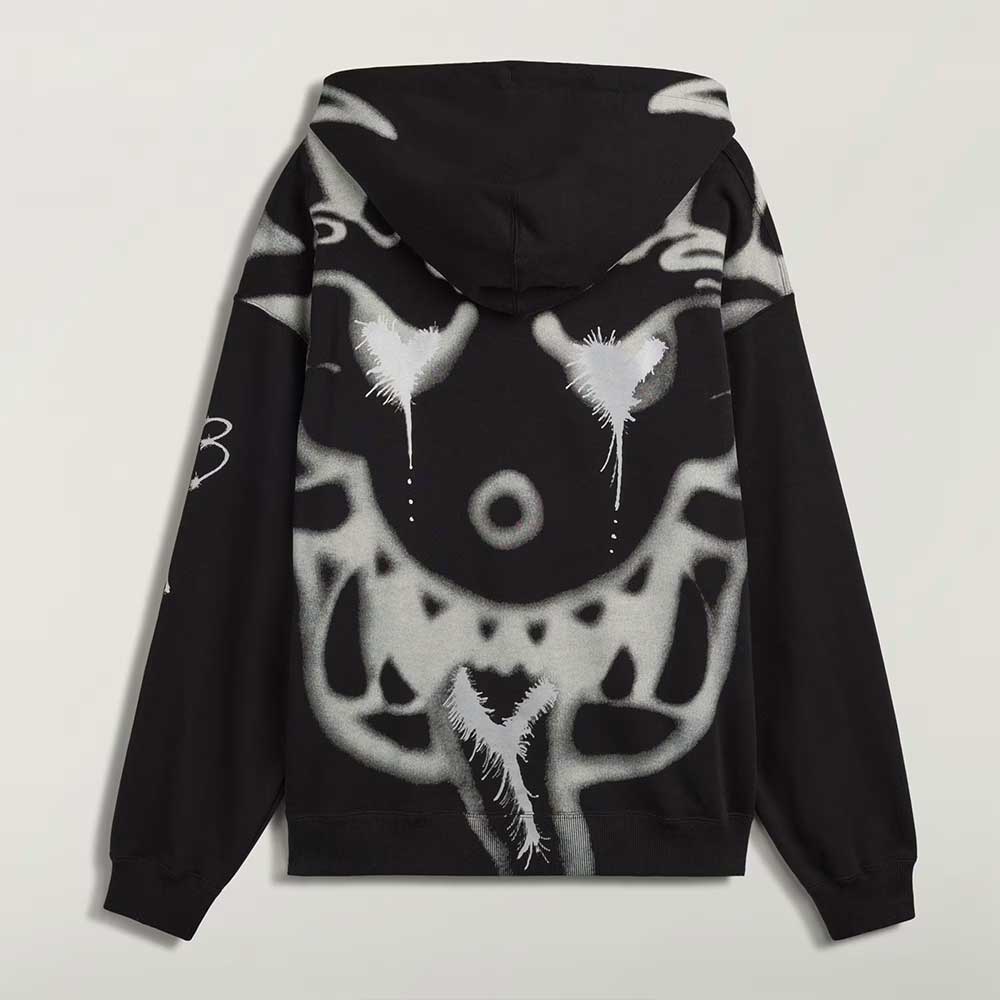 sudadera con capucha Y-3 Chito Graphic con Cremallera Negra KR1061