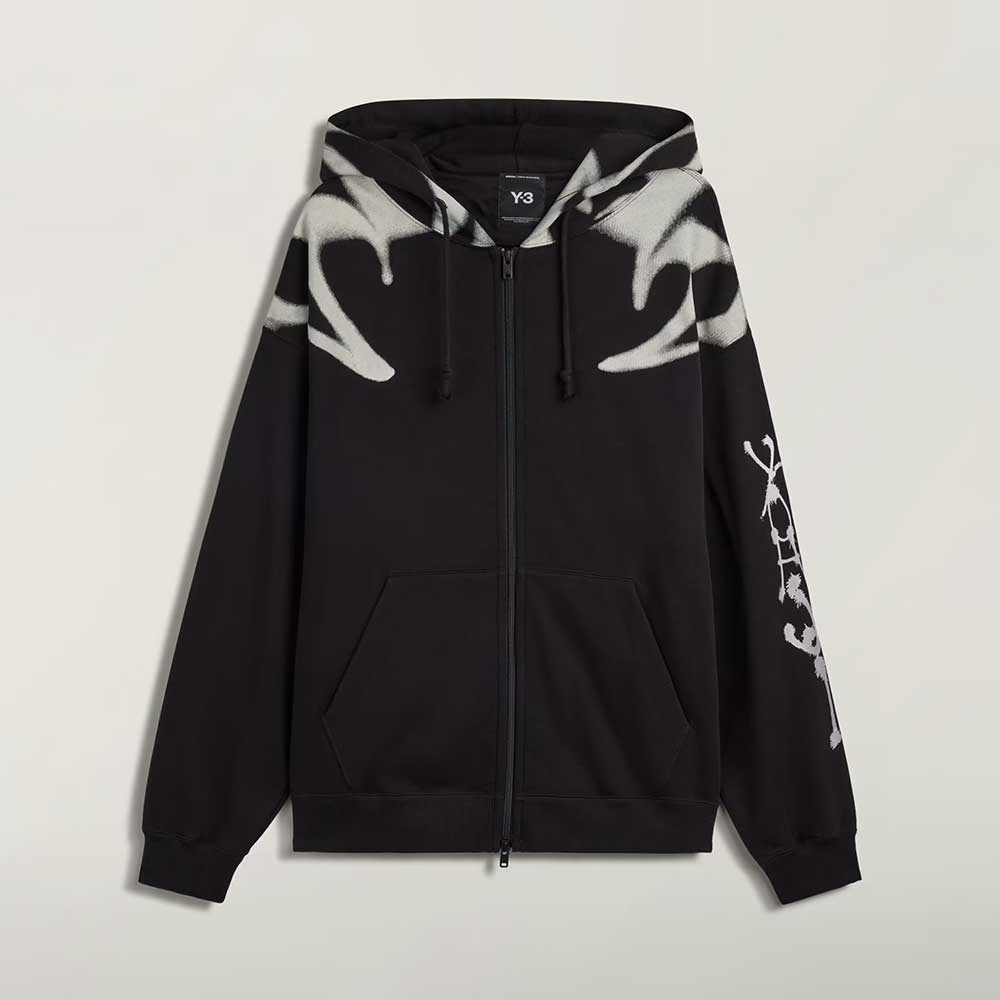 sudadera con capucha Y-3 Chito Graphic con Cremallera Negra KR1061