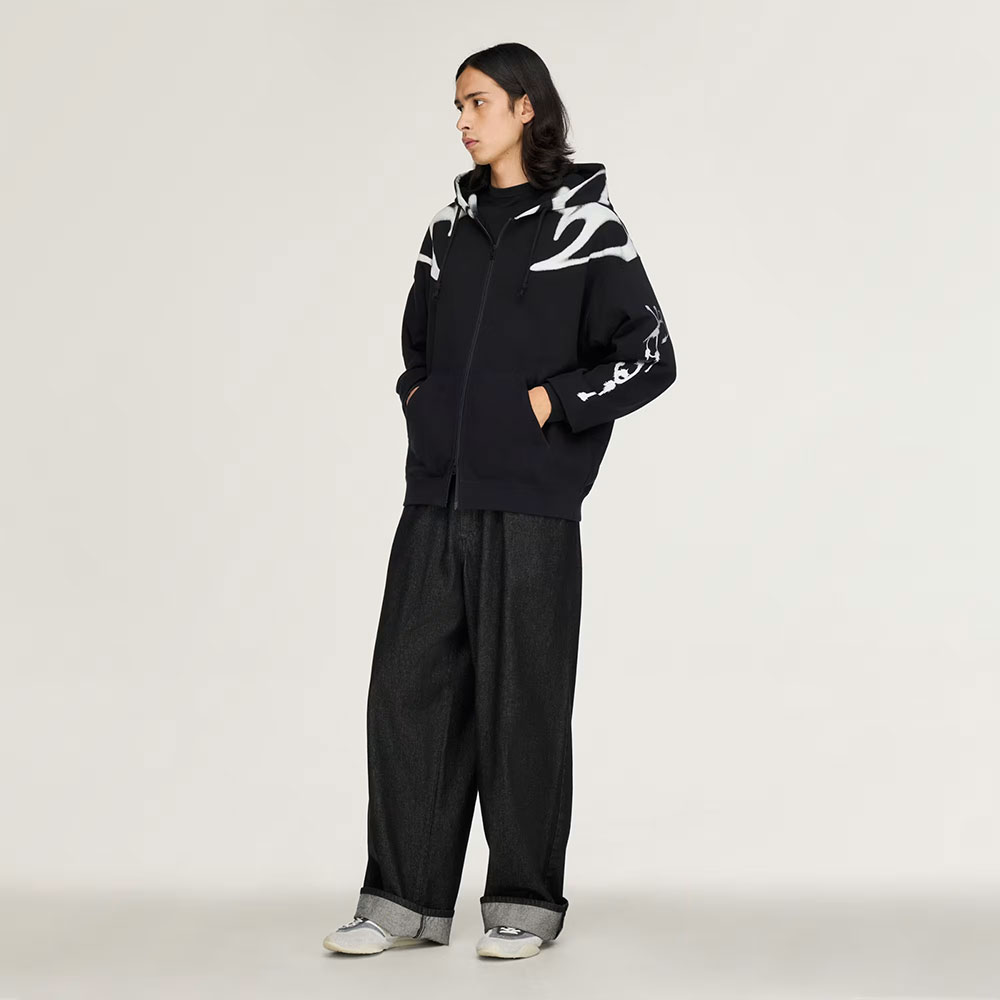 sudadera con capucha Y-3 Chito Graphic con Cremallera Negra KR1061