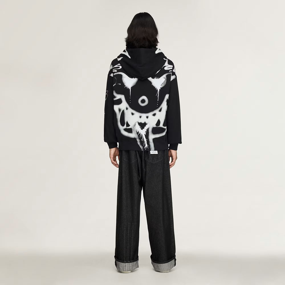 sudadera con capucha Y-3 Chito Graphic con Cremallera Negra KR1061