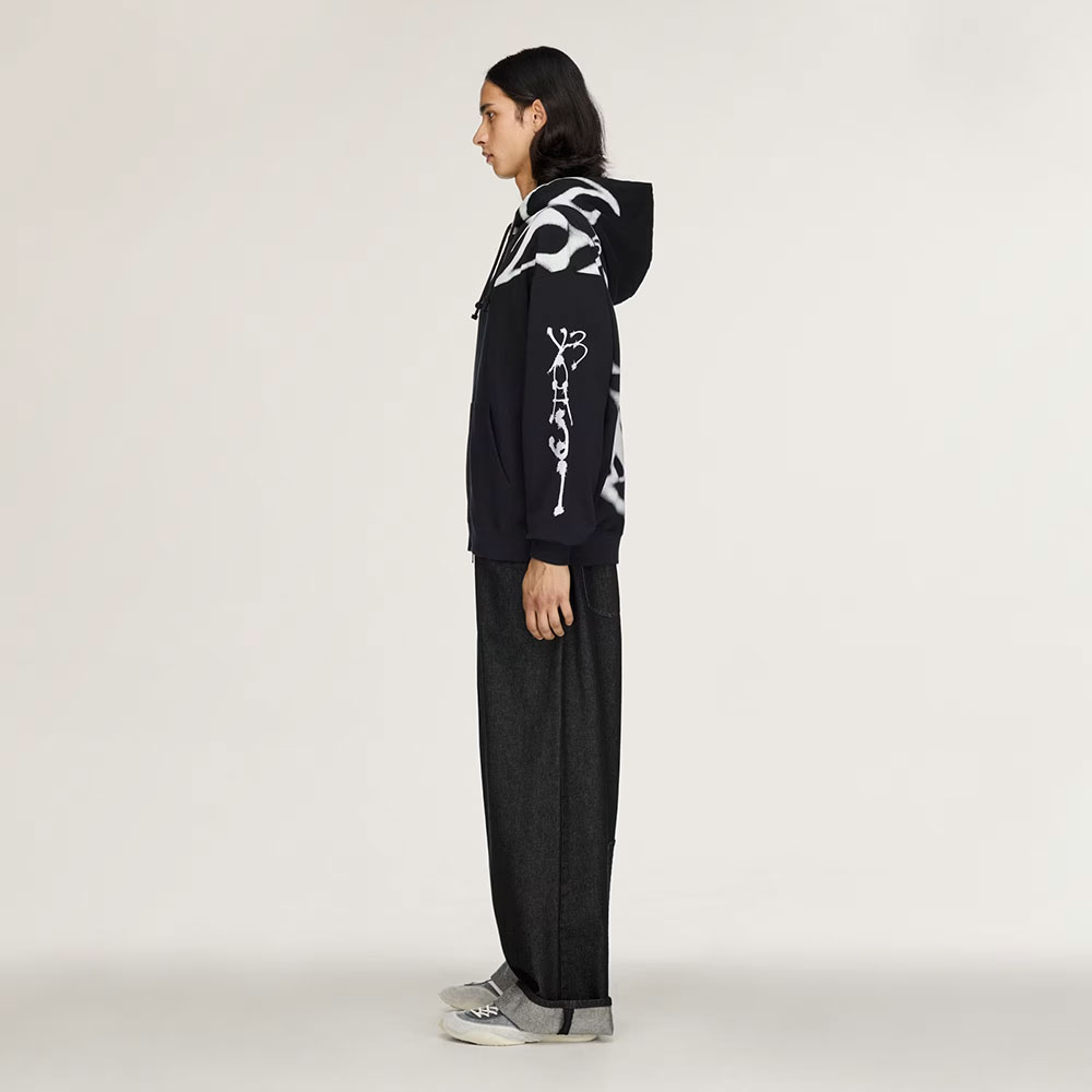 sudadera con capucha Y-3 Chito Graphic con Cremallera Negra KR1061