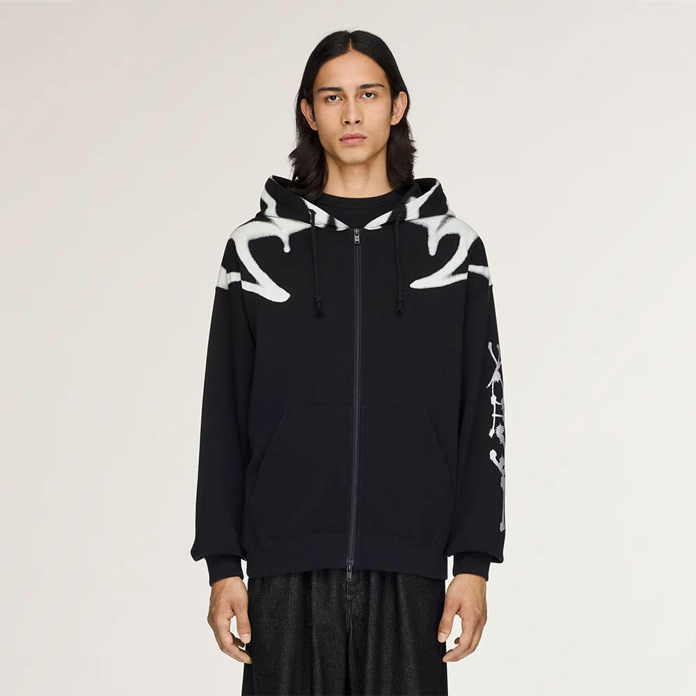 sudadera con capucha Y-3 Chito Graphic con Cremallera Negra KR1061