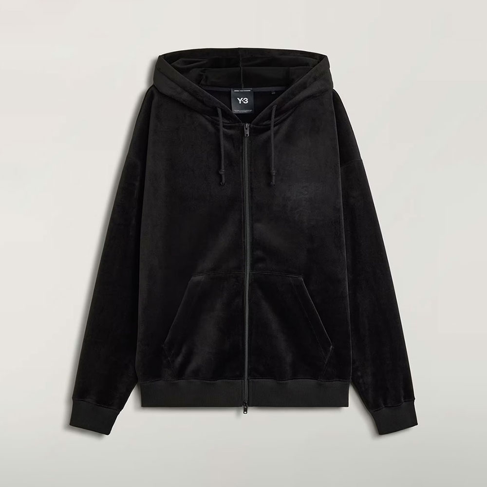 Sudadera Y-3 con capucha y cremallera de pana aterciopelada negra