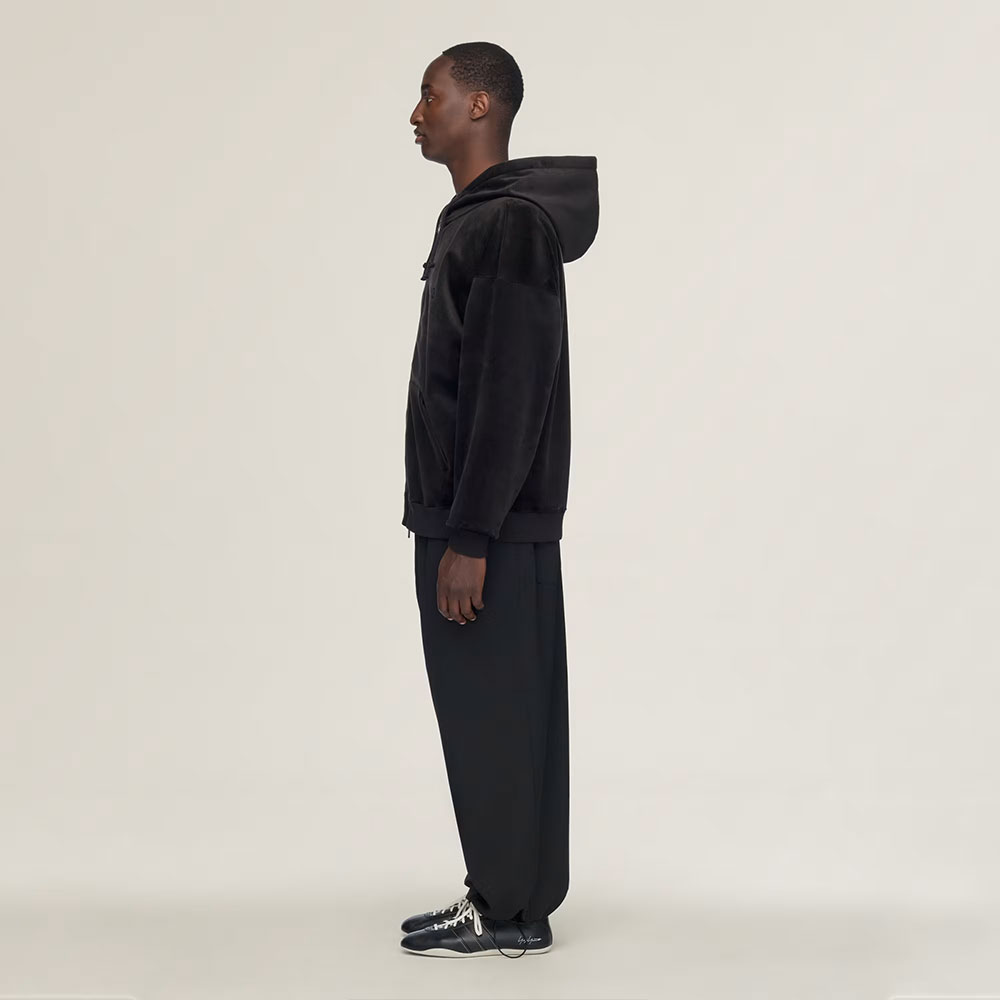 Sudadera Y-3 con capucha y cremallera de pana aterciopelada negra