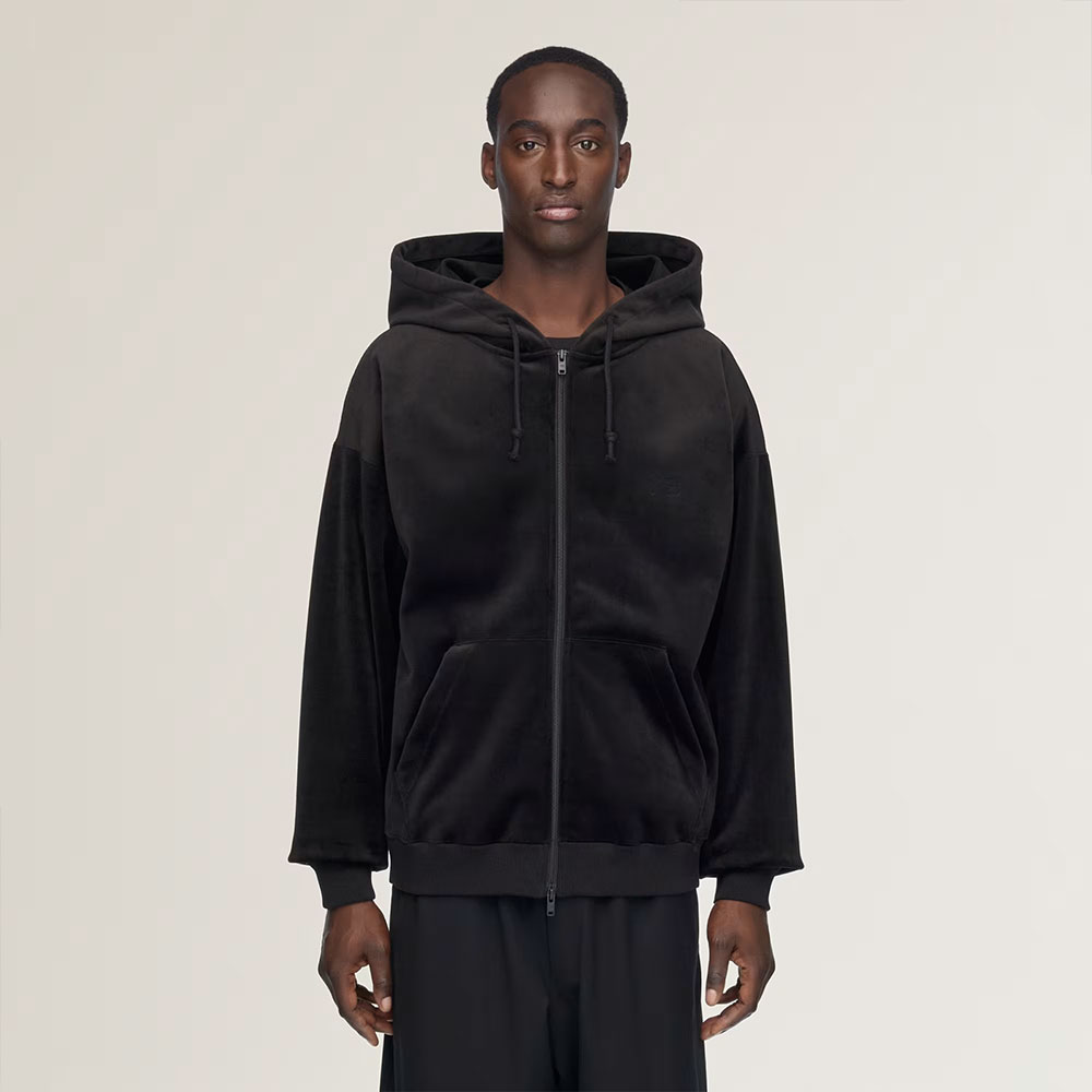 Sudadera Y-3 con capucha y cremallera de pana aterciopelada negra