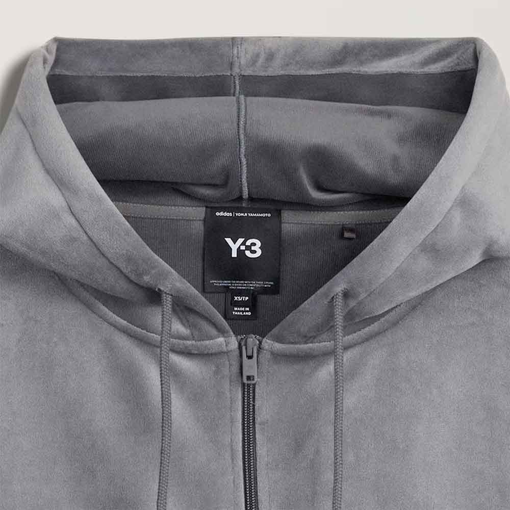 Sudadera Y-3 con Capucha y Cremallera de Pana Aterciopelada gris