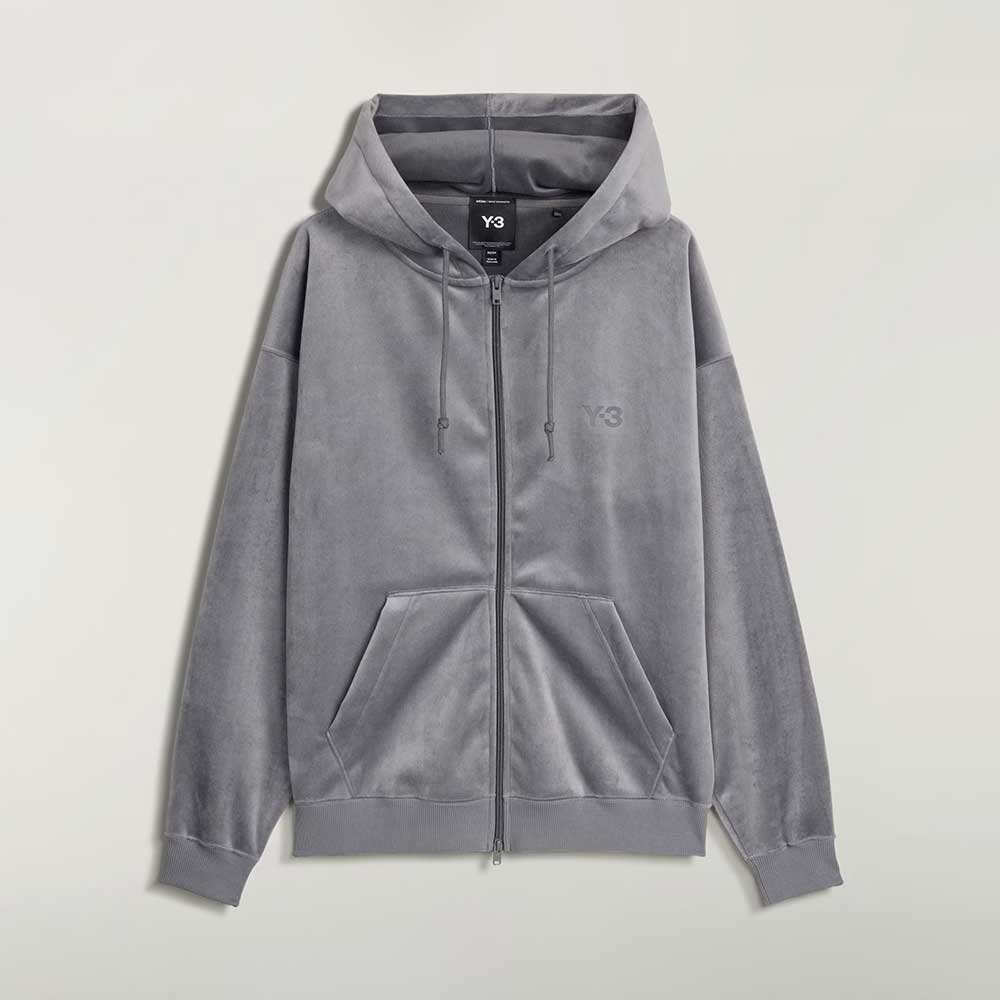 Sudadera Y-3 con Capucha y Cremallera de Pana Aterciopelada gris