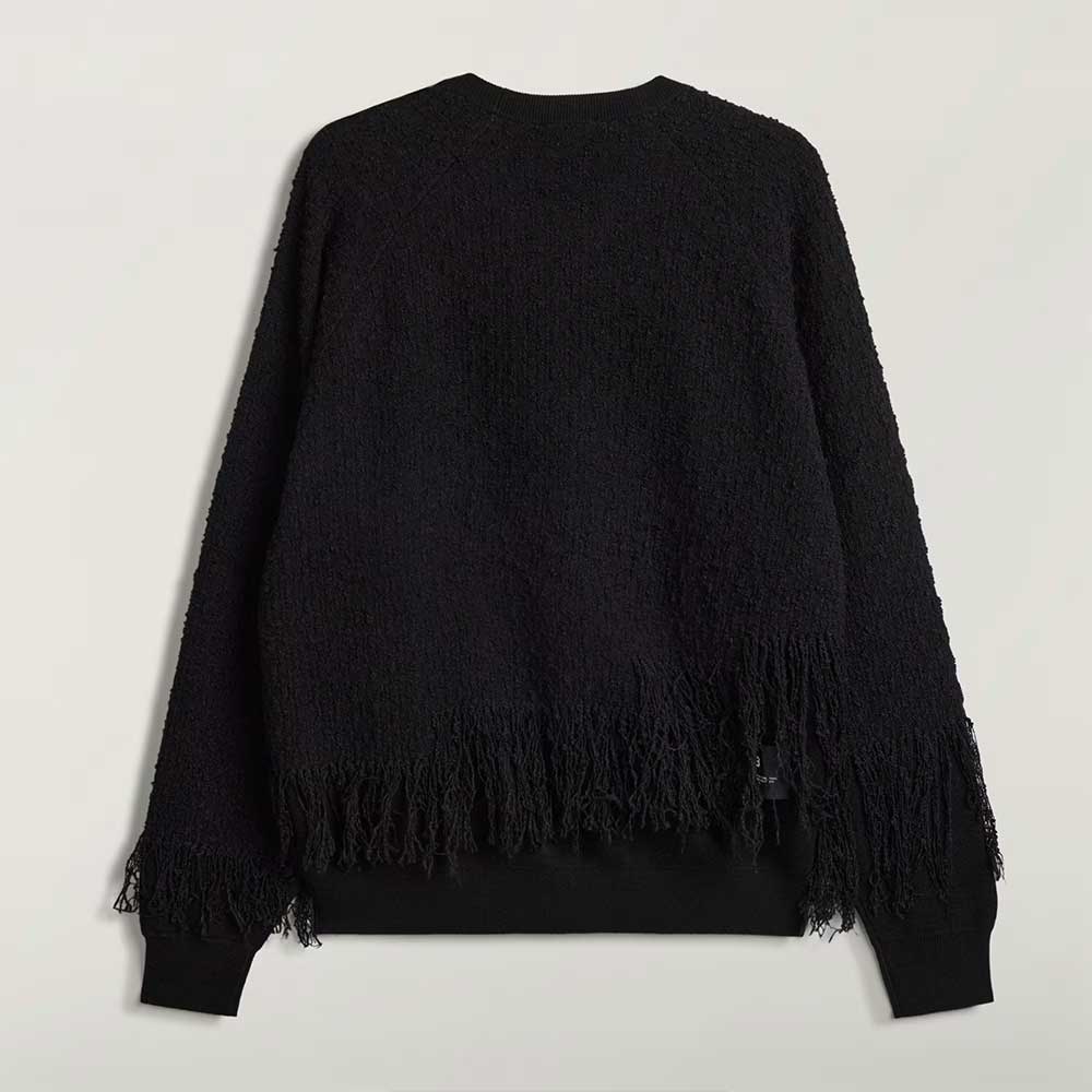 Sudadera de Punto Y-3 3 Stripes con Flecos Negra