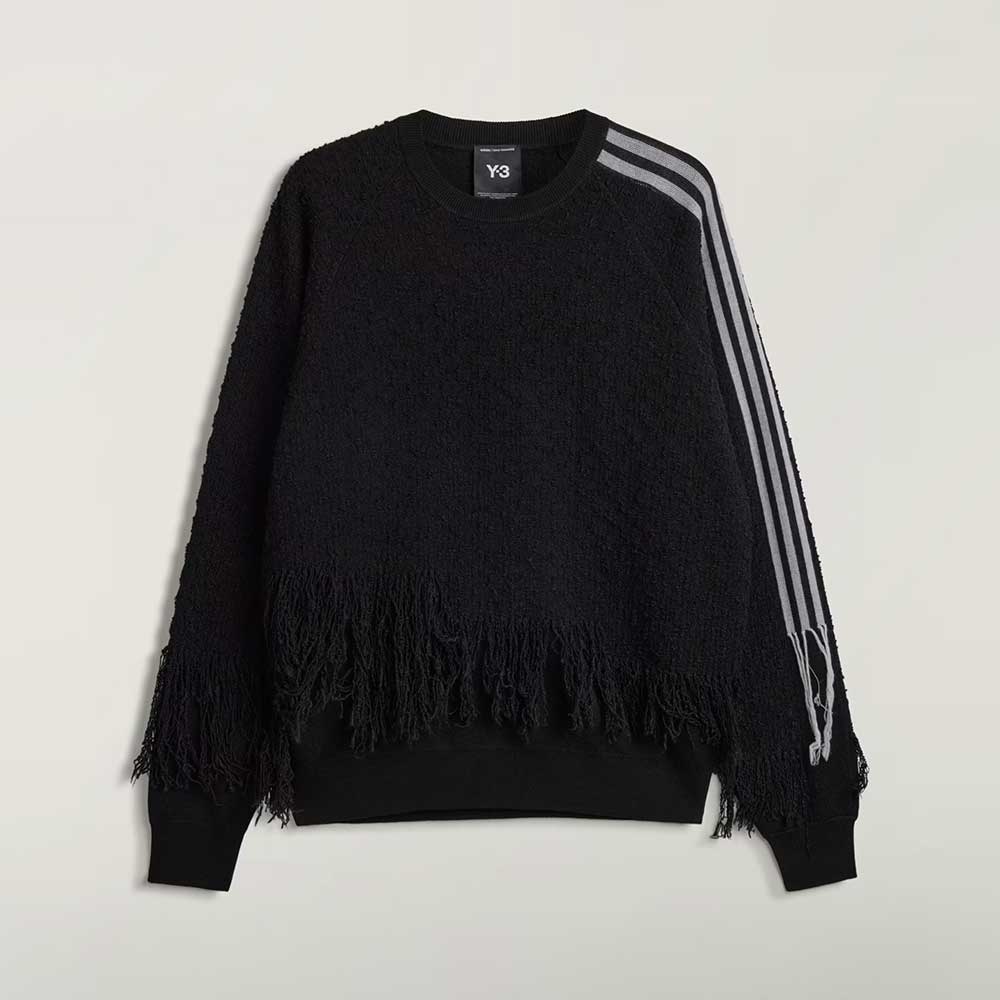 sudadera Y-3 3 Stripes con Flecos Negra KR1124