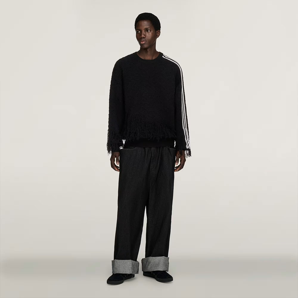 sudadera Y-3 3 Stripes con Flecos Negra KR1124