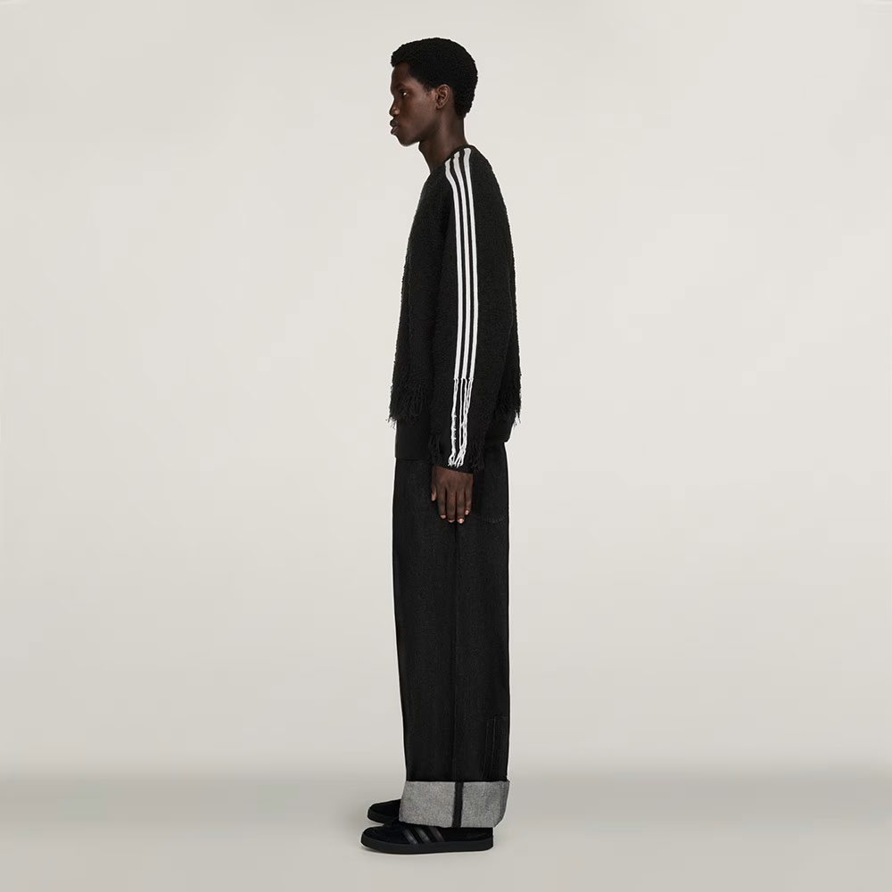 sudadera Y-3 3 Stripes con Flecos Negra KR1124