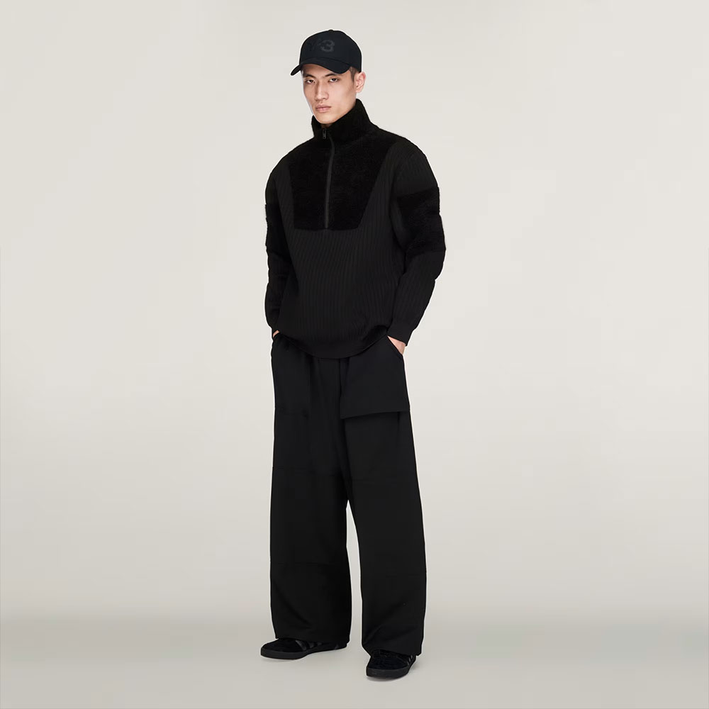 sudadera Y-3 con Cremallera y Paneles de Punto Negra KR1119
