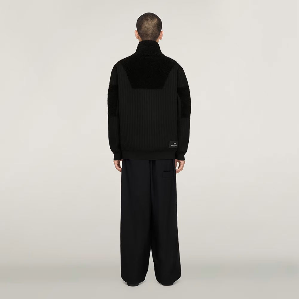 sudadera Y-3 con Cremallera y Paneles de Punto Negra KR1119