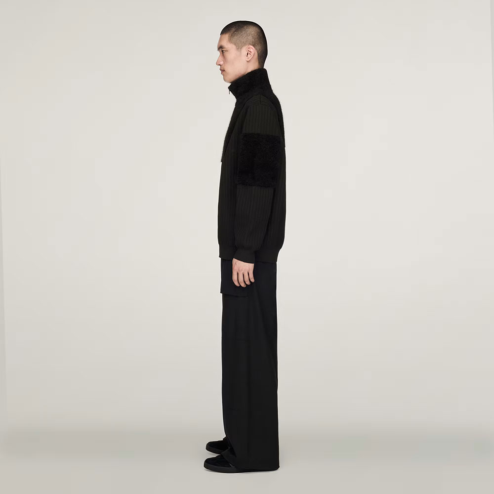 sudadera Y-3 con Cremallera y Paneles de Punto Negra KR1119